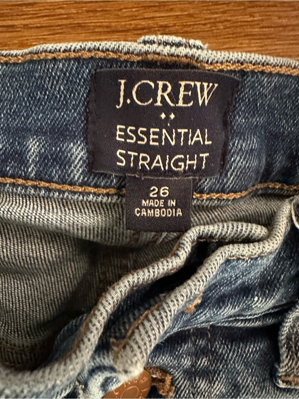 J Crew Essential Straight Button-Fly Blue Denim Jeans Size 26 - Picture 5 of 15